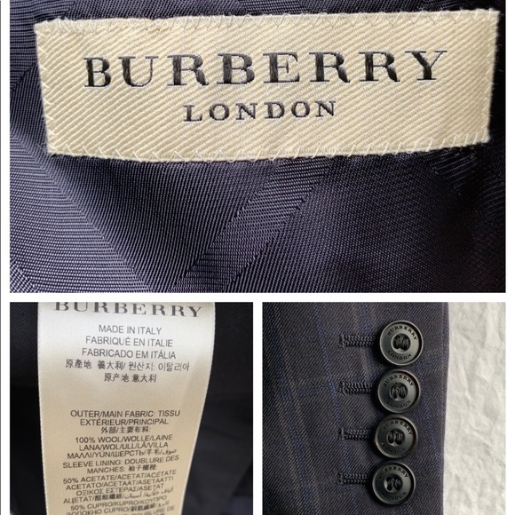 NWT Mens Burberry 2-piece suit Navy Millbank 44R - Picture 5 of 8